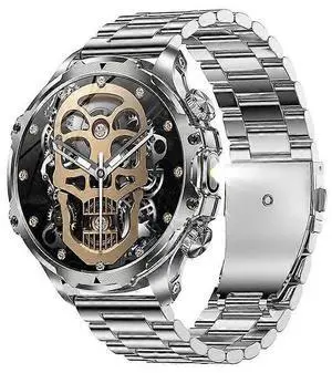 Ecocleanpath AK75 Smartwatch with Flashlight & Bluetooth Calling, Long Battery Life, Silver - All-Day Health Tracking Ecocleanpath AK75 Smartwatch with Flashlight & Bluetooth Calling, Long Battery Life, Silver - All-Day Health Tracking