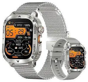 Ecocleanpath AK80 Smartwatch with Flashlight & 400mAh Battery, Sleep Tracking, Silver - 100 Sports Modes Ecocleanpath AK80 Smartwatch with Flashlight & 400mAh Battery, Sleep Tracking, Silver - 100 Sports Modes