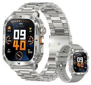 Ecocleanpath AK80 Smartwatch with Flashlight & Bluetooth Call, 400mAh Battery, Silver | 100+ Sports Modes Ecocleanpath AK80 Smartwatch with Flashlight & Bluetooth Call, 400mAh Battery, Silver | 100+ Sports Modes