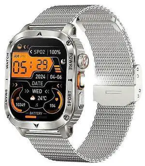 Ecocleanpath AK80 Smartwatch with Flashlight, 400mAh Battery, Heart Rate & 100 Sports Modes (Silver)