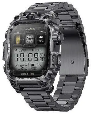 Ecocleanpath I121 Smartwatch with Flashlight, 650mAh Battery, Heart Rate & Sleep Monitor, 100+ Sports Modes (Black)