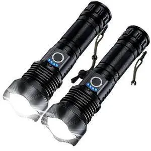 Ecocleanpath Rechargeable Flashlights 90000 Lumens 2-Pack, 5 Modes, High Power, IPX7 Waterproof (Black) Ecocleanpath Rechargeable Flashlights 90000 Lumens 2-Pack, 5 Modes, High Power, IPX7 Waterproof (Black)