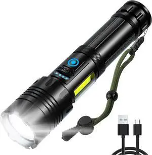 Ecocleanpath Ultra-Bright 1000LM LED Flashlight, USB Rechargeable, 5000mAh, IPX6 Waterproof, 5 Modes, Zoomable (Black) Ecocleanpath Ultra-Bright 1000LM LED Flashlight, USB Rechargeable, 5000mAh, IPX6 Waterproof, 5 Modes, Zoomable (Black)