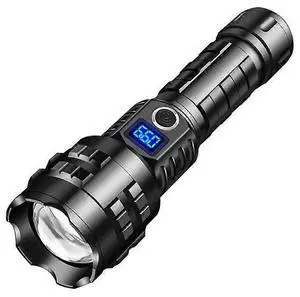 Ecocleanpath 200,000 Lumen Rechargeable LED Flashlight with Charging Display - Ultra Bright Black Spotlight