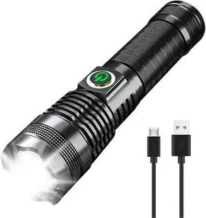 Ecocleanpath Rechargeable LED Tactical Flashlight, 5 Modes & Waterproof for Camping, Hiking (Black) Ecocleanpath Rechargeable LED Tactical Flashlight, 5 Modes & Waterproof for Camping, Hiking (Black)