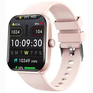 Ecocleanpath Smartwatch with Blood Sugar Monitor, Heart Rate & Temp Tracking, 1.9" HD Display - Pink
