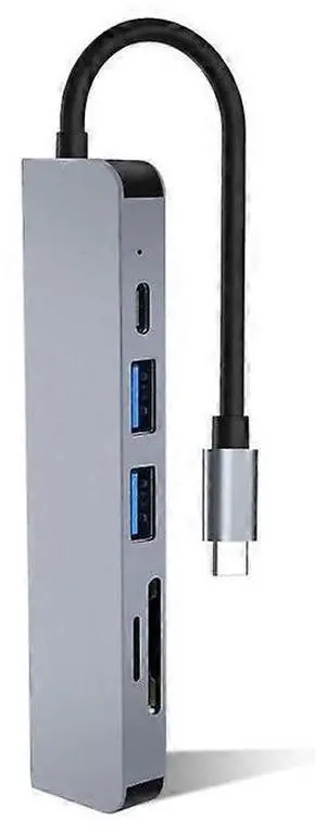 Ecocleanpath 6-in-1 USB C Hub for MacBook Pro/Air, 4K HDMI, PD Fast Charge, SD/TF Reader (Gray)