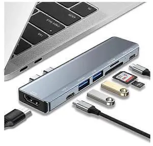 Ecocleanpath 7-in-2 USB C Hub for MacBook Pro/Air M1, 4K HDMI, 100W PD, USB 3.0, SD/TF Reader (Black)