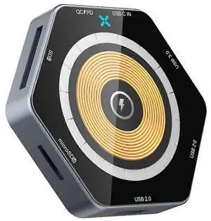 Ecocleanpath 6-in-1 USB C Docking Station with 15W Magnetic Wireless Charging, Compatible with MacBooks & Devices (Black)