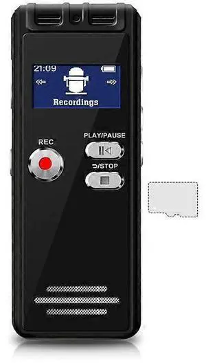 Ecocleanpath 16GB Digital Voice Recorder with MicroSD Slot, Voice Activation & Password Protection (Black)
