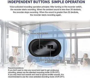 Ecocleanpath B800LI1102H1 Mini Voice-Activated Recorder with 500H Battery & Magnetic Clip