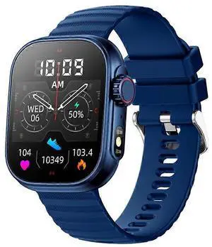 Ecocleanpath Smartwatch with Bluetooth Calling, 2.01" HD Screen, Heart Rate & Temp Monitor, 100+ Sports Modes, Waterproof (Blue)