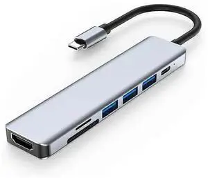 Ecocleanpath 7-in-1 USB-C Hub Docking Station with 4K HDMI, 100W PD Charging, USB 3.0/2.0, SD/TF Card Reader (Black)