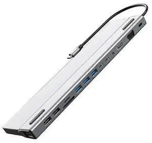 Ecocleanpath 12-in-1 USB C Hub Multiport Adapter with Dual 4K HDMI, 100W PD, Ethernet & SD/TF Card Readers