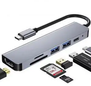 Ecocleanpath 6-in-1 USB-C Docking Station with 87W PD Fast Charging, Multi-Port Hub & Power Adapter