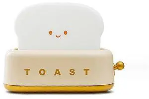 Ecocleanpath USB Rechargeable Toaster Night Light for Kids - Cute Kawaii Bedside Lamp, Yellow
