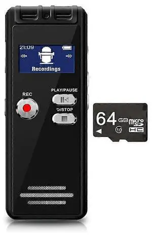 Ecocleanpath 64GB Voice Activated Digital Recorder - Rechargeable Audio Recorder with MP3 Playback & Line-In (Black) Ecocleanpath 64GB Voice Activated Digital Recorder - Rechargeable Audio Recorder with MP3 Playback & Line-In (Black)
