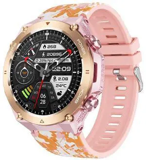 Ecocleanpath GPS Smart Watch with Bluetooth Calls, Heart Rate Monitor, Compass & 100+ Sports Modes - Pink