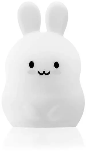 Ecocleanpath Rechargeable Bunny Night Light for Kids - 9 Color-Changing, Portable & Safe Silicone Lamp