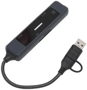 Ecocleanpath 5-in-1 USB Hub Adapter with Ethernet & Card Reader, USB 3.0/2.0 Ports for PC, Laptop, Phone (Black)