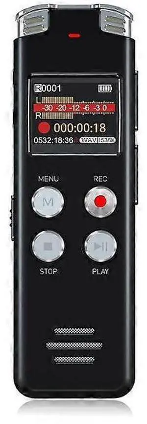 Ecocleanpath 32GB Voice Activated Digital Recorder | USB Rechargeable Dictaphone with MP3 Playback (Black)