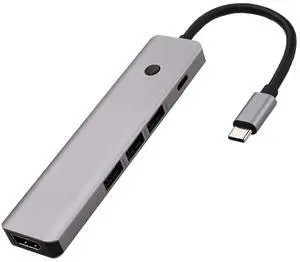 Ecocleanpath 5-in-1 USB C Hub with 4K HDMI, 100W PD & 3 USB 3.0 Ports, Compatible with MacBook, Surface, PC (Gray)