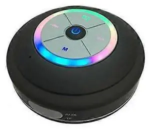 Ecocleanpath Black LED Bluetooth Shower Speaker with Suction Cup, Waterproof Built-in Mic for Bath & Outdoor