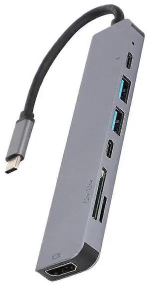 Ecocleanpath 7-in-1 USB C Hub Adapter with 4K HDMI, USB 3.0, PD Charging - Silver | Fast Converter