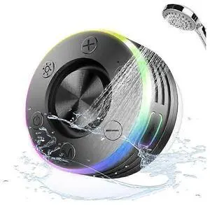 Ecocleanpath IPX7 Waterproof Bluetooth Speaker with Suction Cup, LED Lights, FM Radio - Stereo Sound for Shower, Outdoor, Party (Black) Ecocleanpath IPX7 Waterproof Bluetooth Speaker with Suction Cup, LED Lights, FM Radio - Stereo Sound for Shower, Outdoor, Party (Black)