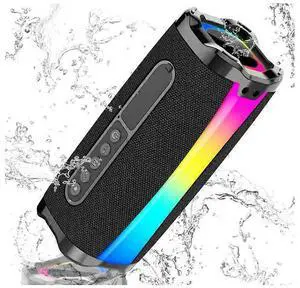 Ecocleanpath 20W Portable Bluetooth Speaker with 18H Playtime, IPX7 Waterproof, RGB Lights & FM Radio (Black)