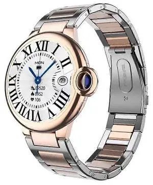 Ecocleanpath Smartwatch with Bluetooth Calling, 1.32" HD Screen, Heart Rate Monitor, Leather Strap - Rose