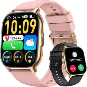 Ecocleanpath Smart Watch 2.1" with Heart Rate Monitor, 130+ Sports Modes, IP68 Waterproof, Pink