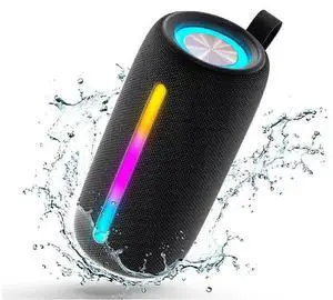 Ecocleanpath 10W HD Bluetooth 5.3 Speaker with RGB Lights, IPX5 Waterproof, True Wireless Pairing - Black
