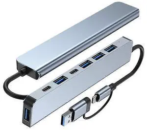 Ecocleanpath Sleek Gray USB-C Multiport Hub Adapter for Laptop - Expand Ports for Work & Travel