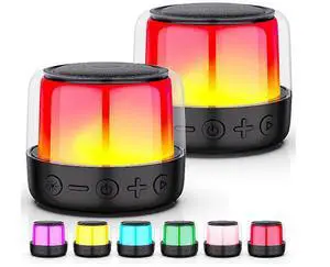 Ecocleanpath Mini Bluetooth Speaker with 11-Color LED Lights, Dual Pairing Portable Wireless Speaker for Home & Outdoor (Black)