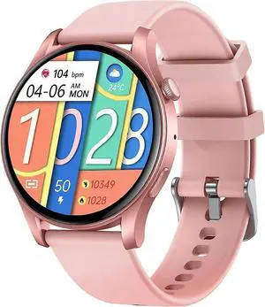 Ecocleanpath 1.43" AMOLED Smartwatch with Bluetooth Calls, Heart Rate Monitor, 100+ Sports Modes, IP67 Waterproof - Pink
