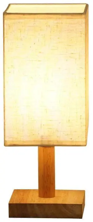 Ecocleanpath Square Fabric LED Table Lamp - Yellow Night Stand Light for Bedroom, Study & Living Room