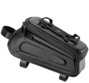 Ecocleanpath 360° Rotatable Phone Holder Bike Frame Bag, Waterproof Top Tube Pouch for Mountain/Road/E-Bikes