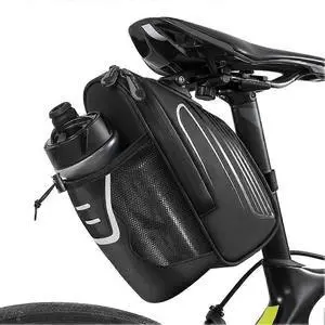 Ecocleanpath Waterproof Bike Saddle Bag with Bottle Holder & Reflective Strip - Black MTB BMX Road Bike Storage