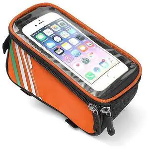 Ecocleanpath Orange Touchscreen Bike Phone Bag - Waterproof Frame Mount, GPS Viewing & Audio Jack Ecocleanpath Orange Touchscreen Bike Phone Bag - Waterproof Frame Mount, GPS Viewing & Audio Jack