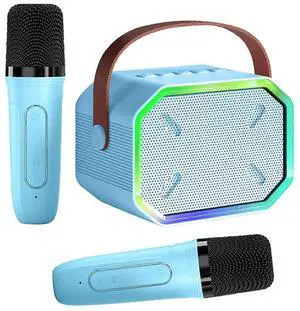 Ecocleanpath Mini Portable Karaoke Machine with 2 Wireless Mics, Bluetooth 5.3 Speaker, LED Lights & 4 Voice Effects for Home Party Gift