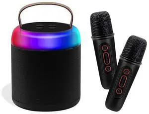 Ecocleanpath Mini Karaoke Machine with 2 Wireless Mics, Portable Bluetooth Speaker for Kids & Adults, Birthday Gift