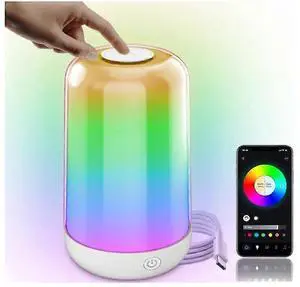 Ecocleanpath Surplife Smart Table Lamp, Rechargeable Dimmable RGB Color Changing, App & Touch Control, White