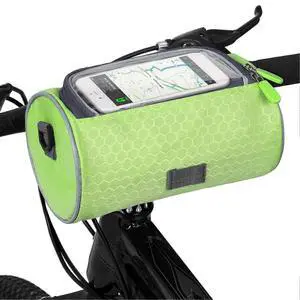 Ecocleanpath Green Cycling Handlebar Bag with Phone Window & Shoulder Strap | Water-Resistant Oxford Fabric