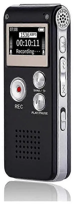 Ecocleanpath 8GB Digital Voice Recorder with MP3 Player - USB Rechargeable, 30H Record, Noise Reduction, Black