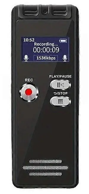 Ecocleanpath 64GB Voice Activated Recorder with Playback, Dual Mic & Noise Reduction - Black