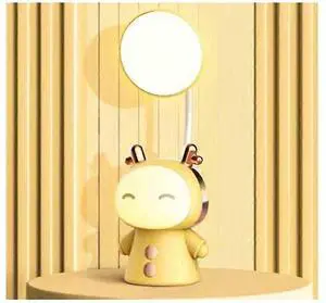 Ecocleanpath Kids LED Desk Lamp with Night Light, 360° Goose Neck, USB Rechargeable, Cartoon Study Lamp (Yellow)