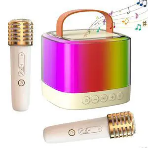 Ecocleanpath Mini Karaoke Machine with 2 Wireless Mics, Bluetooth Portable Speaker with Dazzling Lights, Gift for Adults & Kids Ecocleanpath Mini Karaoke Machine with 2 Wireless Mics, Bluetooth Portable Speaker with Dazzling Lights, Gift for Adults & Kids