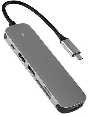 Ecocleanpath 6-in-1 USB C Hub Docking Station with 4K HDMI, PD Charging, SD/TF Reader - Black