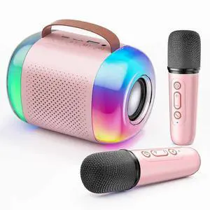 Ecocleanpath Kids Karaoke Machine with 2 Wireless Mics | Portable Bluetooth Speaker, Voice Changer & Lights | Gift for Ages 4-12